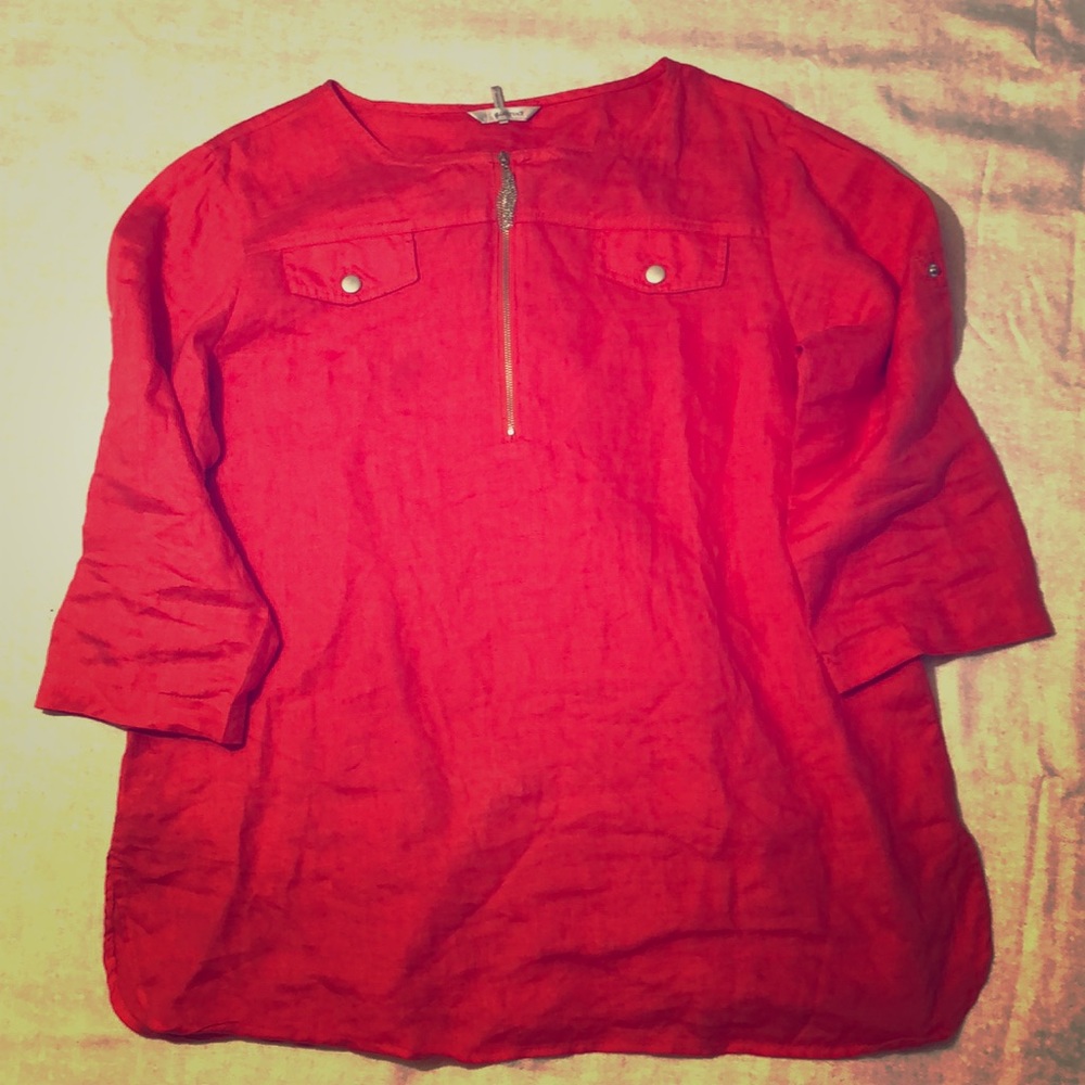 Ellen Tracy Linen Blouse tunic